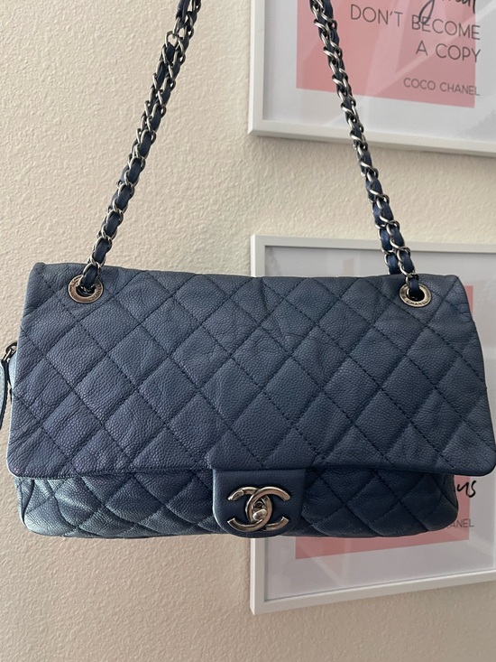 Handbags - Chanel Caviar Metallic Blue Flap